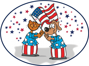 a 4th of july cat and dog